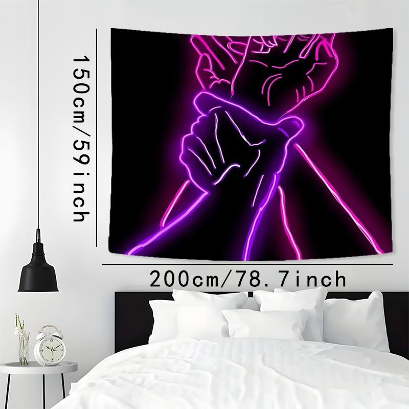 Neon Hand Pattern Tapestry Glow in The Dark for Room Decor, 1 Count Aesthetic Wall Hanging Decor, Wall Art for Home Living Room & Bedroom, Home Decor Accessories, Men Gifts, Fall Decor, Gift for Girlfriend, Pink, Decoration Items