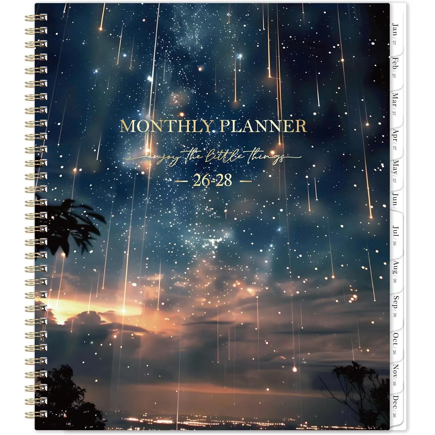 Monthly Planner 2026-2028 - 2 Year Planner 2026-2028, Jul.2026 - Jun.2028, 9" x 11", Calendar Planner, 24 Month Calendar with Tabs, -wire Binding +  Pocket - Galaxy