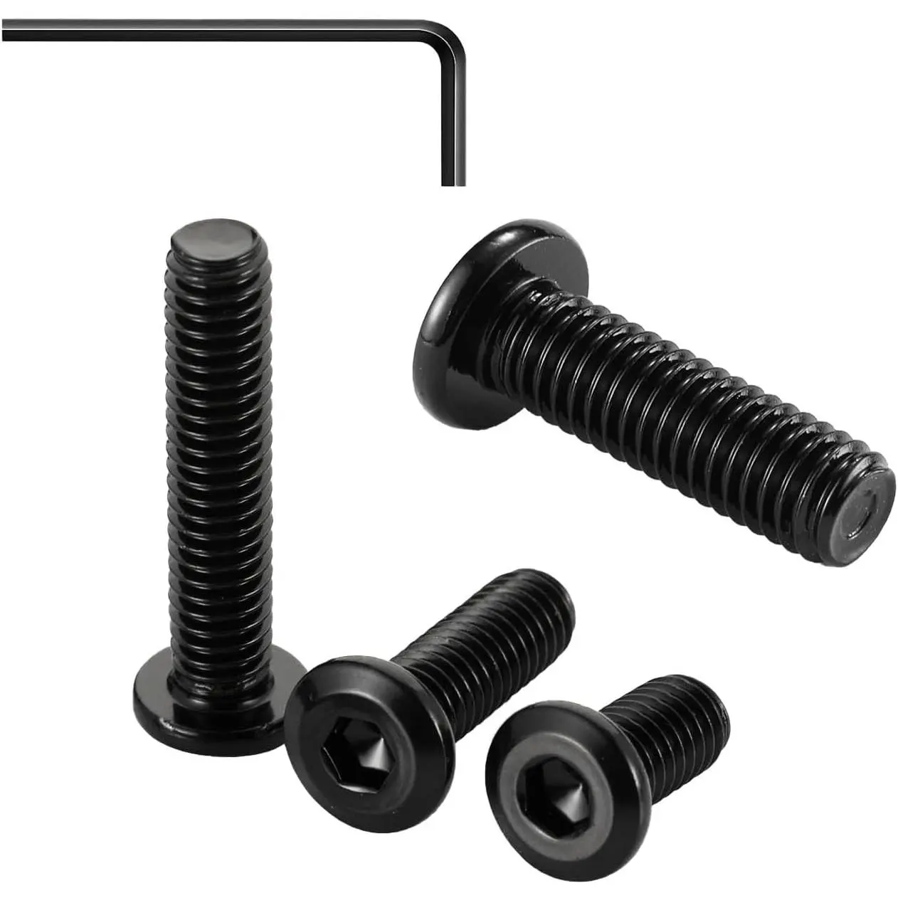 M6x12mm 30 count Flat  Hex Socket  Screws ,Furniture Screws,Carbon Steel,Full Thread, Black Oxide by  (with Hex Spanner)