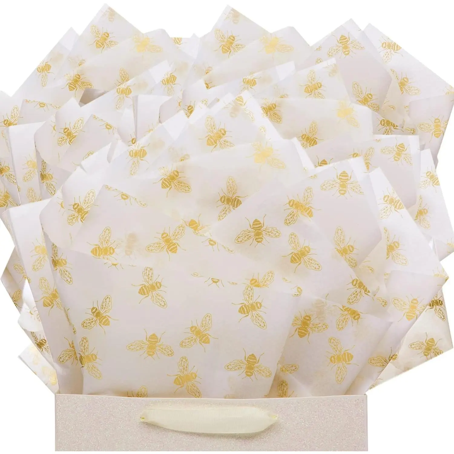 40 Sheets Large 26X20 Inch Metallic  Foil Honey   Wrapping Tissue Paper Bulk, for Wedding Birthday  Shower Party Favor,  Bag Box Packaging, DIY