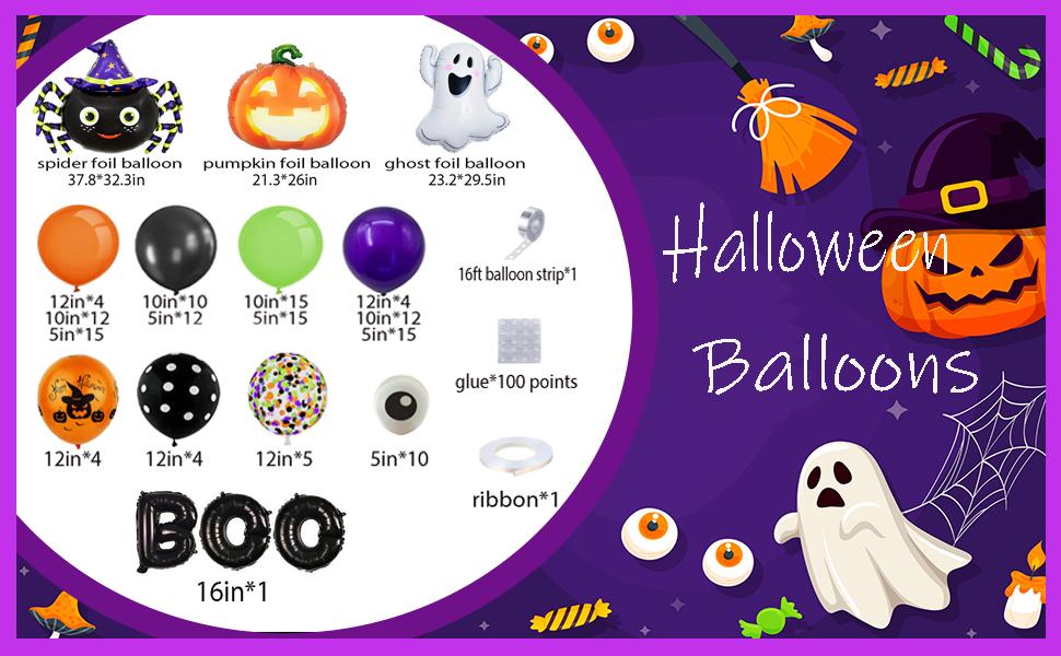 J.C HalloweenBalloonGarlandArchKit144PCSwithGhostPumpkinSpiderBOOFoilBalloonBlackOrangeGreenPurpleBalloonsforHalloweenDecorationsBalloonsPartySupplies J.C HalloweenBalloonGarlandArchKit144PCSwithGhostPumpkinSpiderBOOFoilBalloonBlackOrangeGreenPurpleBalloonsforHalloweenDecorationsBalloonsPartySupplies
