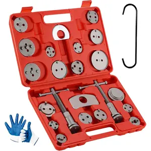 Brake Caliper Compression Tool 24-Piece Heavy Duty Disc Brake Piston Caliper Compressor Rewind Tool Set with C Hanger