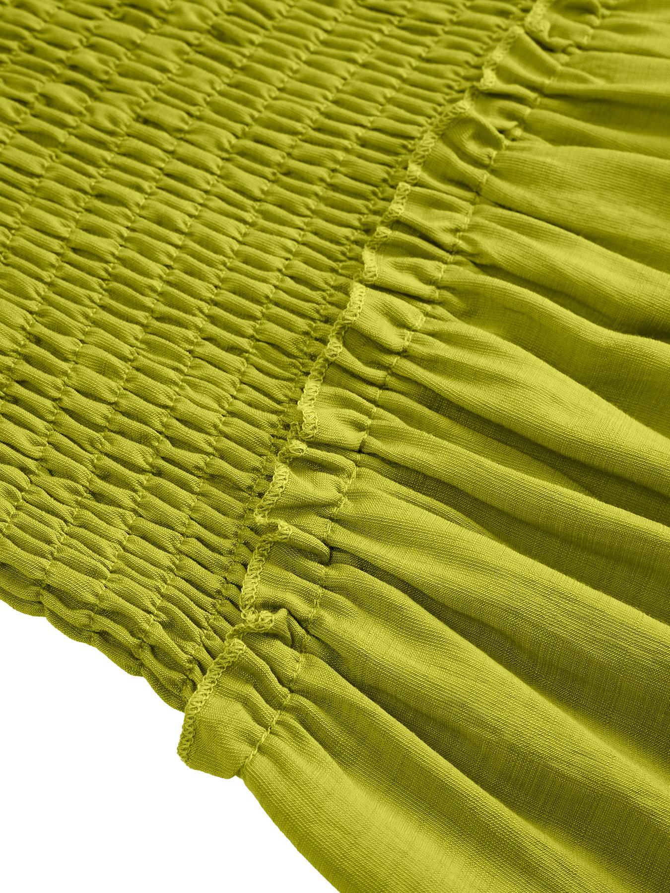 Aliling Elegant Women Dress Waist Shirred Knit Long Dresses V Neck Short Sleeve Slim Fitted Solid Female Bodycon Casual Daily Wear Clothing