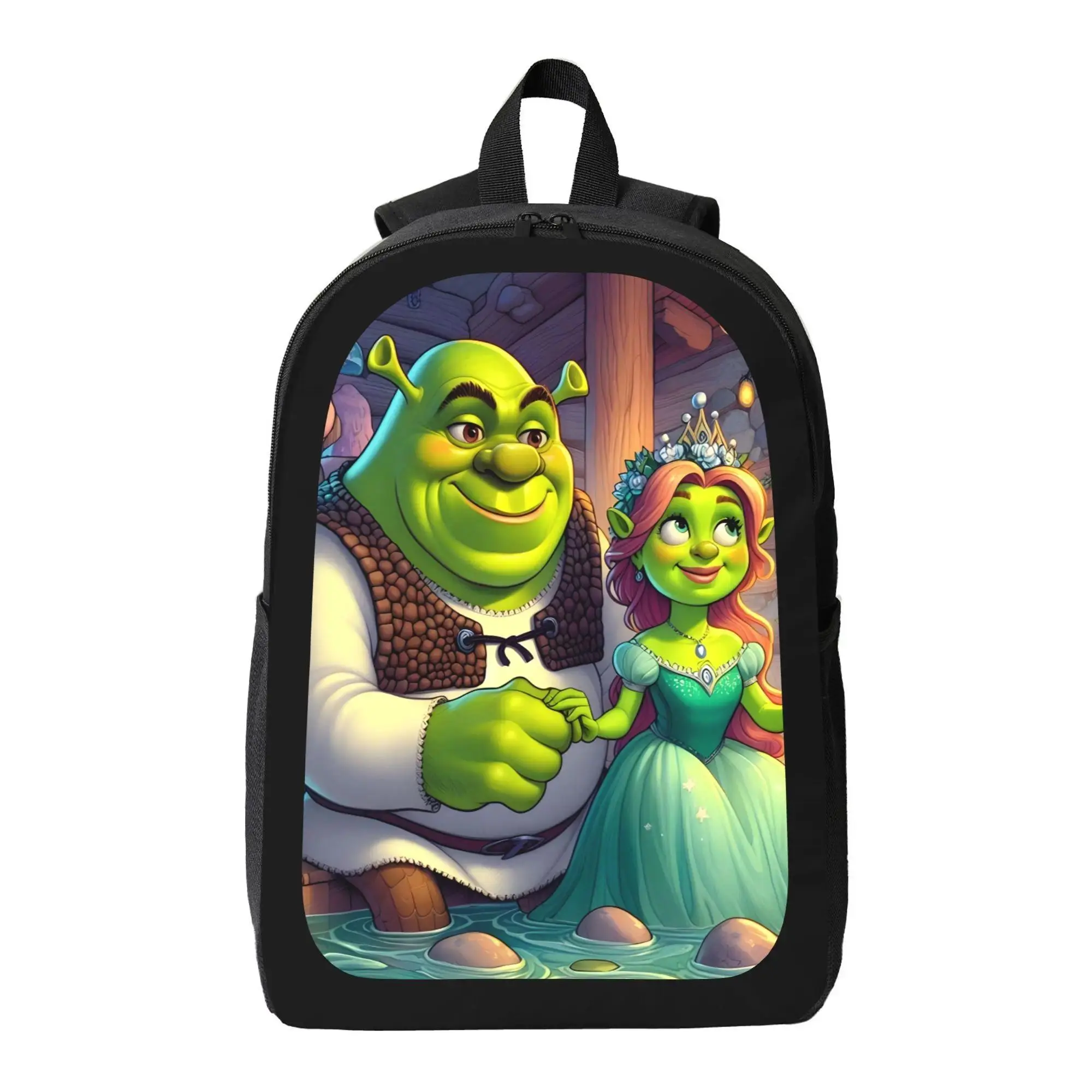 Shrek Cartoon Fashion Backpack for Women, a Chic Water-Resistant Oxford Bag for Family Travel with a 15" Laptop Sleeve and Mesh Pockets