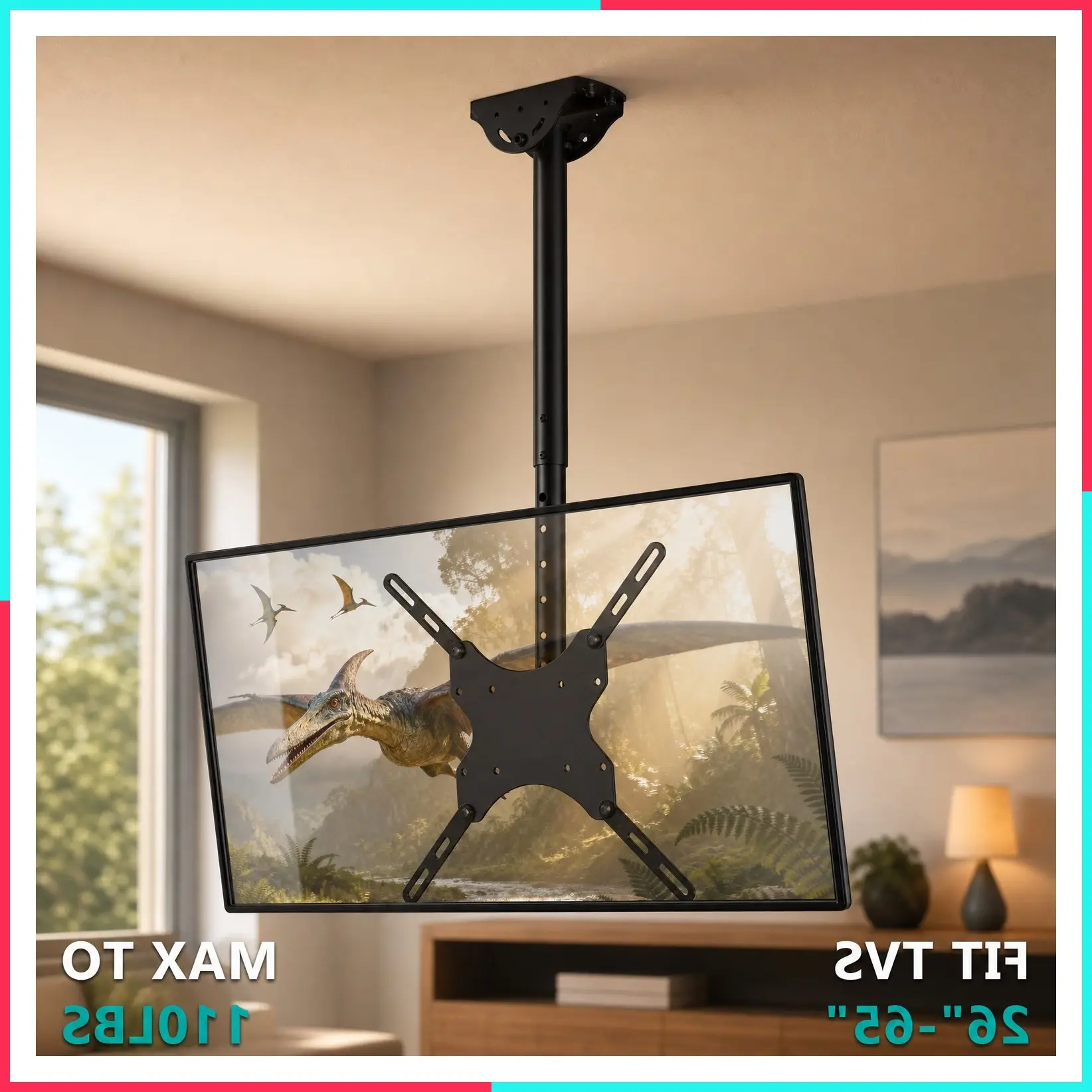 Ceiling TV Mount for Most 26-65 Inch LCD LED 4K TVs, up to 110 lbs