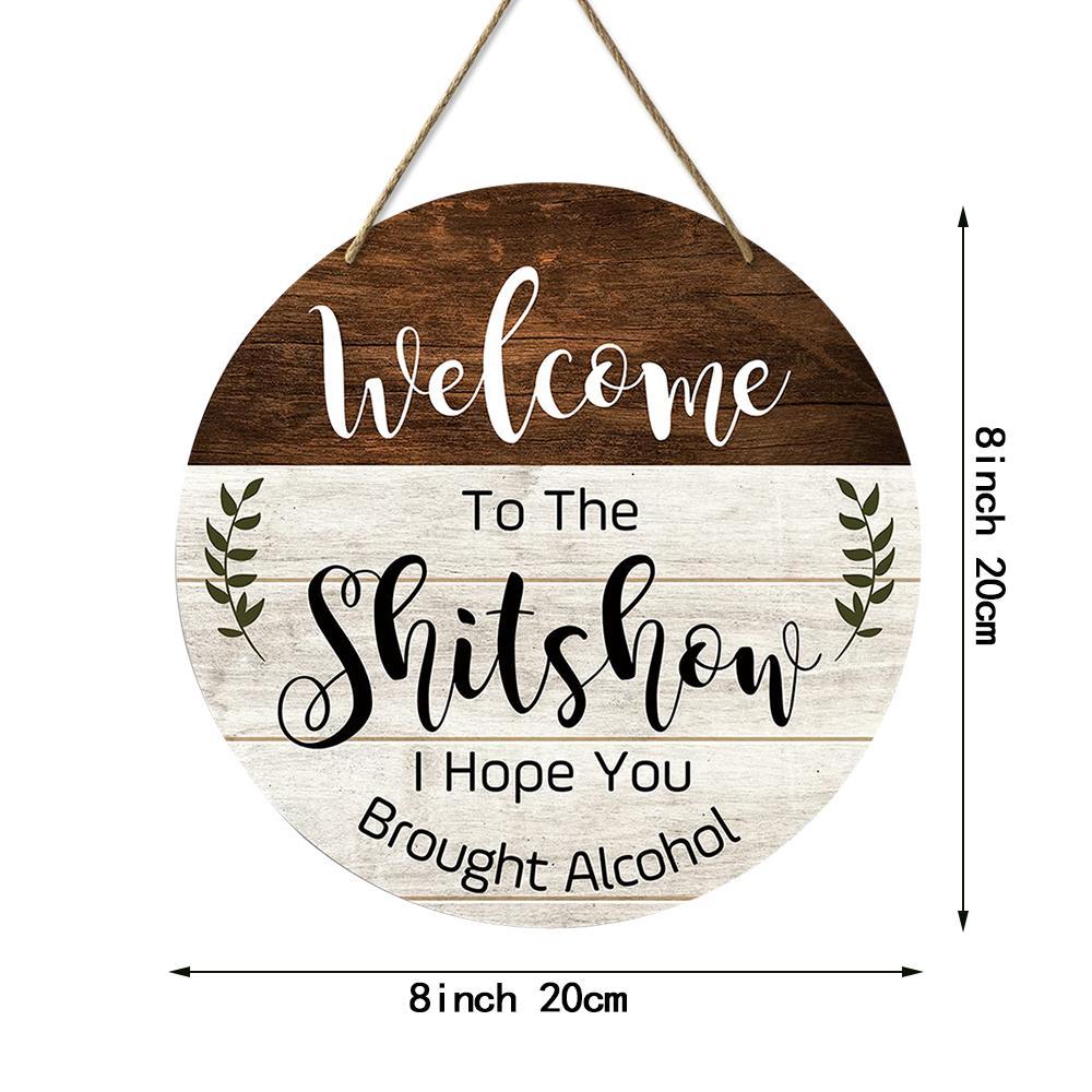 Welcome Wooden Sign, Letter Pattern Wood Door Sign, Funny Welcome Wall Hanging Plaque for Front Door Entryway Porch Bar Pub Farewell Party, Party Supplies, Decor