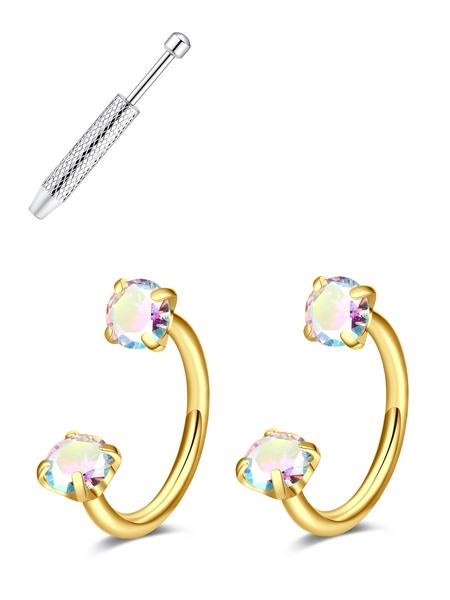 Stainless Steel Horseshoe Nose Ring, Cubic Zirconia U-Push Septum, 18g Cartilage Earring, Unisex Piercing Jewelry, Body Piercing Jewelry, Durable Hypoallergenic