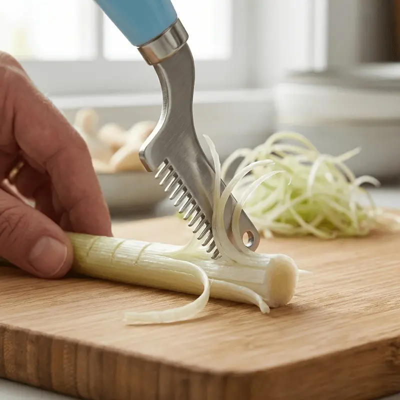 Stainless Steel Multi-Functional Scallion Cutter, Garlic Ginger Onion Slicer, Kitchen Tool for Home Use, Easy-To-Use Food Chopper