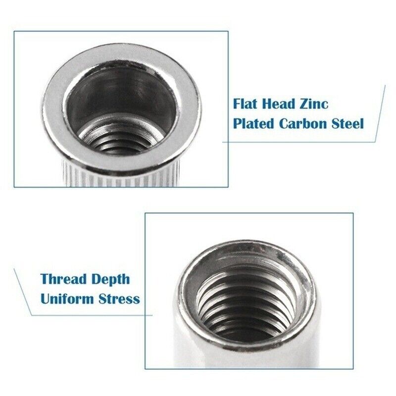 Threaded Insert Nut Set, M3/M4/M5/M6/M8 Threaded Nut Set, Stainless Steel Rivet Nut Assortment Kit