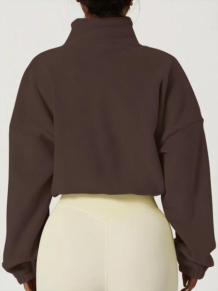 Women's Autumn Winter Fleece Jacket, Stand Collar Zipper Pocket Design, Casual Warm Short Coat for Ladies, Daily Wear Outerwear