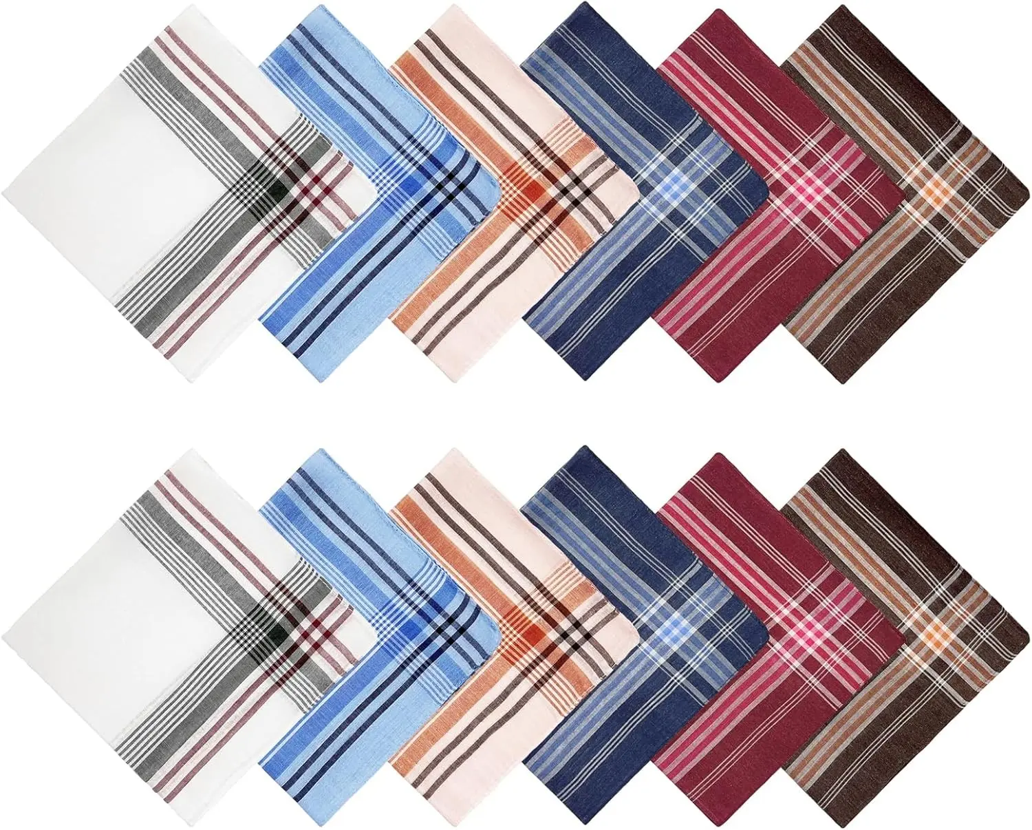 12 Pack Men's Handkerchiefs Classic Pocket Square Assorted Hankies, 6 Colors(Gift)