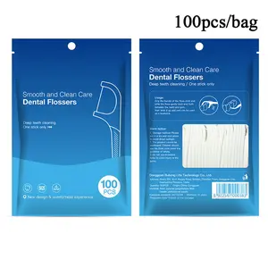 100pcs/pack 5 Packs, Oral Care Dental Floss, Curved Floss Sticks, Portable Teeth Cleaning Picks, Beauty Product