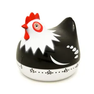 Mechanical Wind Up Chicken Timer, Retro Egg Shaped Rooster Hen Countdown Clock, No Battery Plastic Kitchen Timer for Baking Cooking Home Office Use