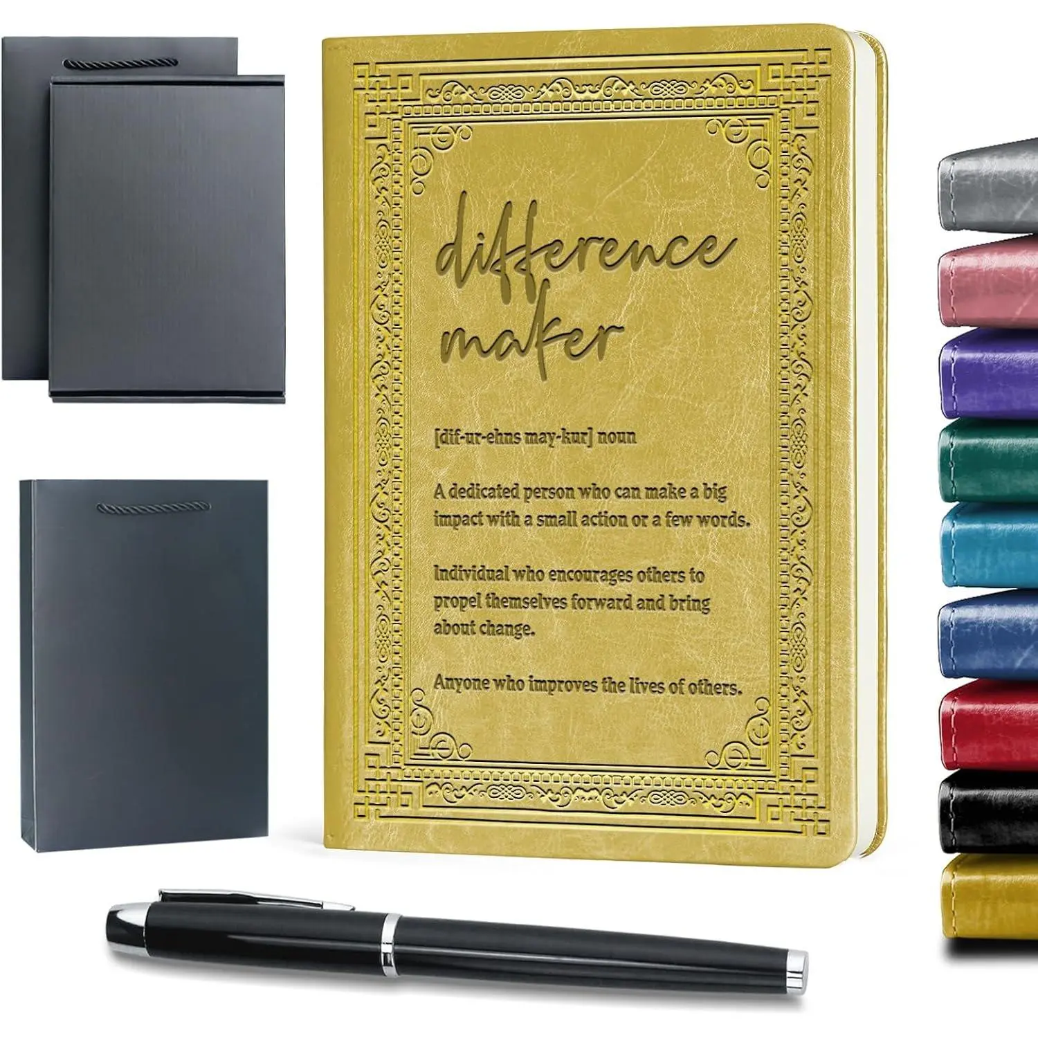 Social Worker  Difference Maker Definition Hardcover Journal | Difference Maker Gifts Employee Appreciation  Inspirational Leather Notebook