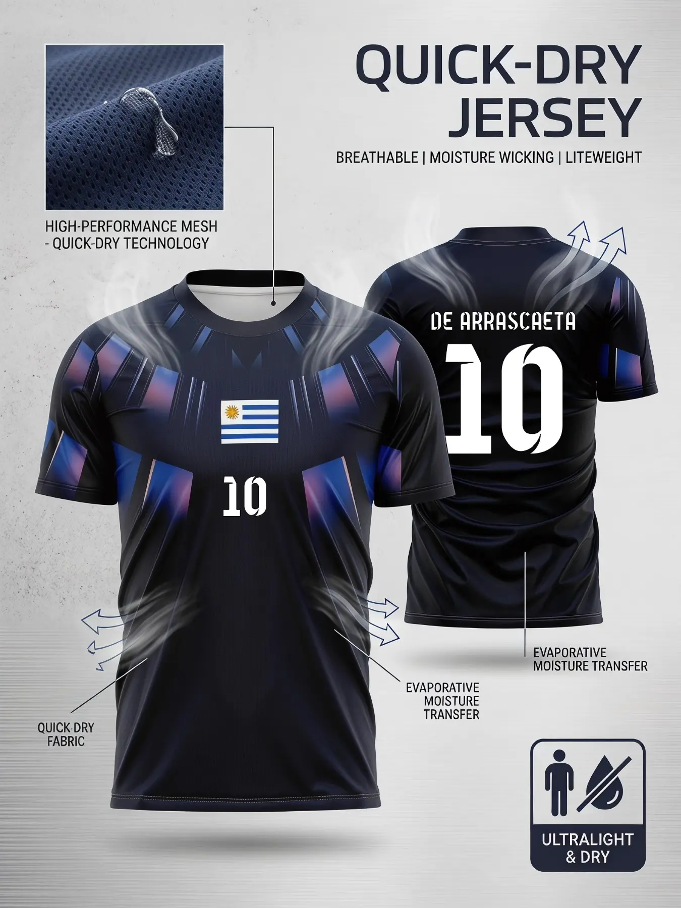 2026 Elite Uruguay Soccer Jersey, Short Football Jerseys, Football Jersey, Jersey Shirts, Quick-Dry Technology, Breathable Mesh, Ergonomic Sports T-Shirt, All Seasons, Casual Fit, Lightweight Jersey