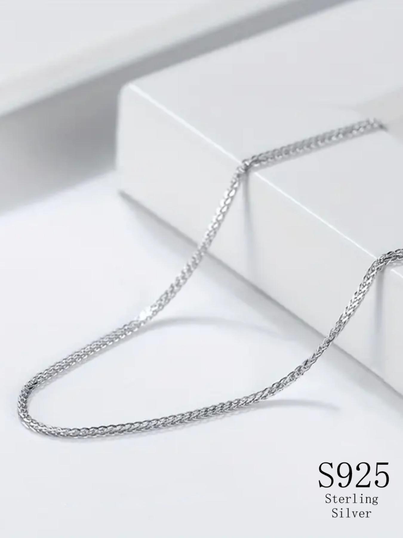S925 Sterling Silver Simple Chain Necklace for Women & Men,  Valentine Gifts for Her, Fashion Jewelry for Party, Daily Clothing Decor, Trendy All-match & Exquisite Jewelry for Birthday Gift, Minimalist Chain Necklace