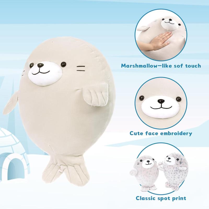 5Pcs Fat Seal Plush with 4 Babies Inside - 20" Giant Ultra Soft Seal Stuffed Animal Throw Pillow - Squishy Mother-Babies Collection Gift for Seal Lover,Kids,Boys, Gray