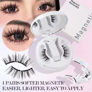 MAANGE 1 Pair Magnetic Eyelashes Kit, Reusable No Glue Needed False Lashes with Applicator, Soft Lightweight Magnetic Lashes, Easy to Apply Magnetic Lashes for Daily & Party Makeup, Comfortable Reusable Eyelashes, Beginner Friendly Magnetic Lash Set