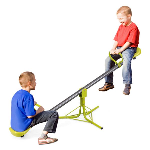 Kids Rotating Seesaw 70.9"x26.4"x27.6", Plastic & Iron Pipe Construction 154LBS Combined Weight