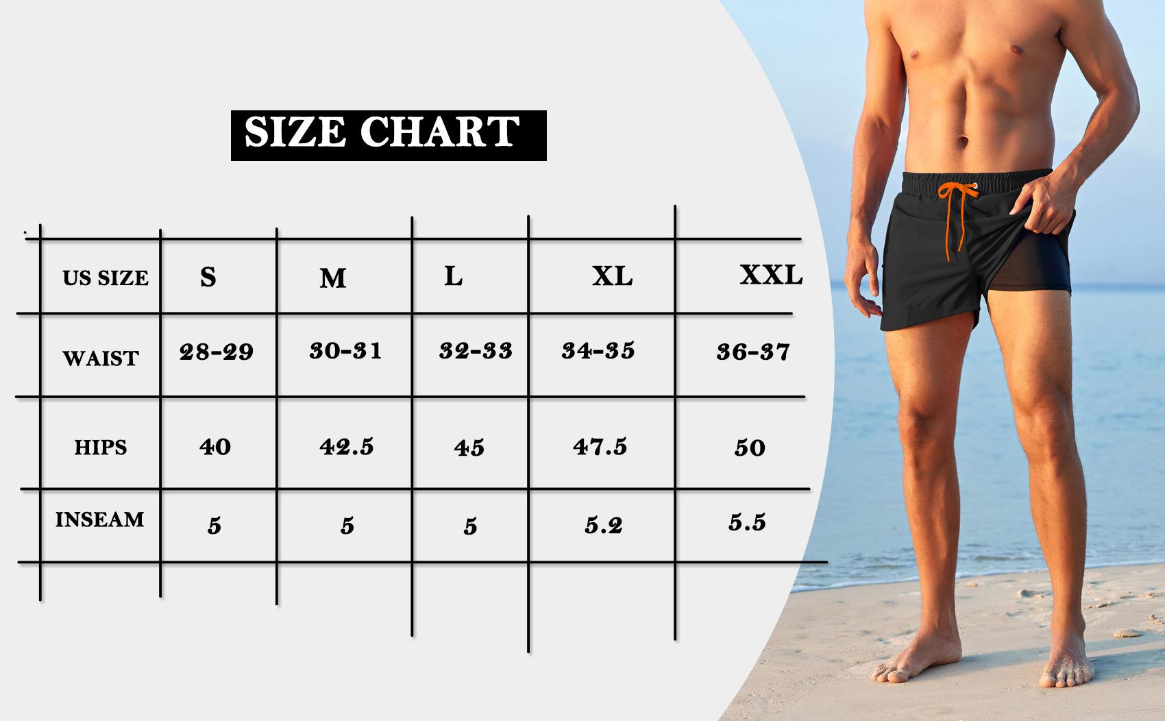 Men's beach shorts with inner mesh, three-quarter length, stylish, anti-embarrassment, quick-dry swimming trunks, trendy and quick-drying