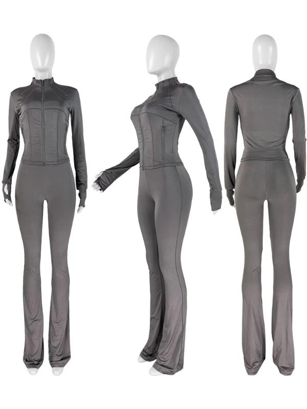 Fall Women Clothes Two Piece Flared Pants Tracksuits Set Casual Gym Active Wear 2 Piece Set Lounge Womens Matching Sets Womenswear Comfort