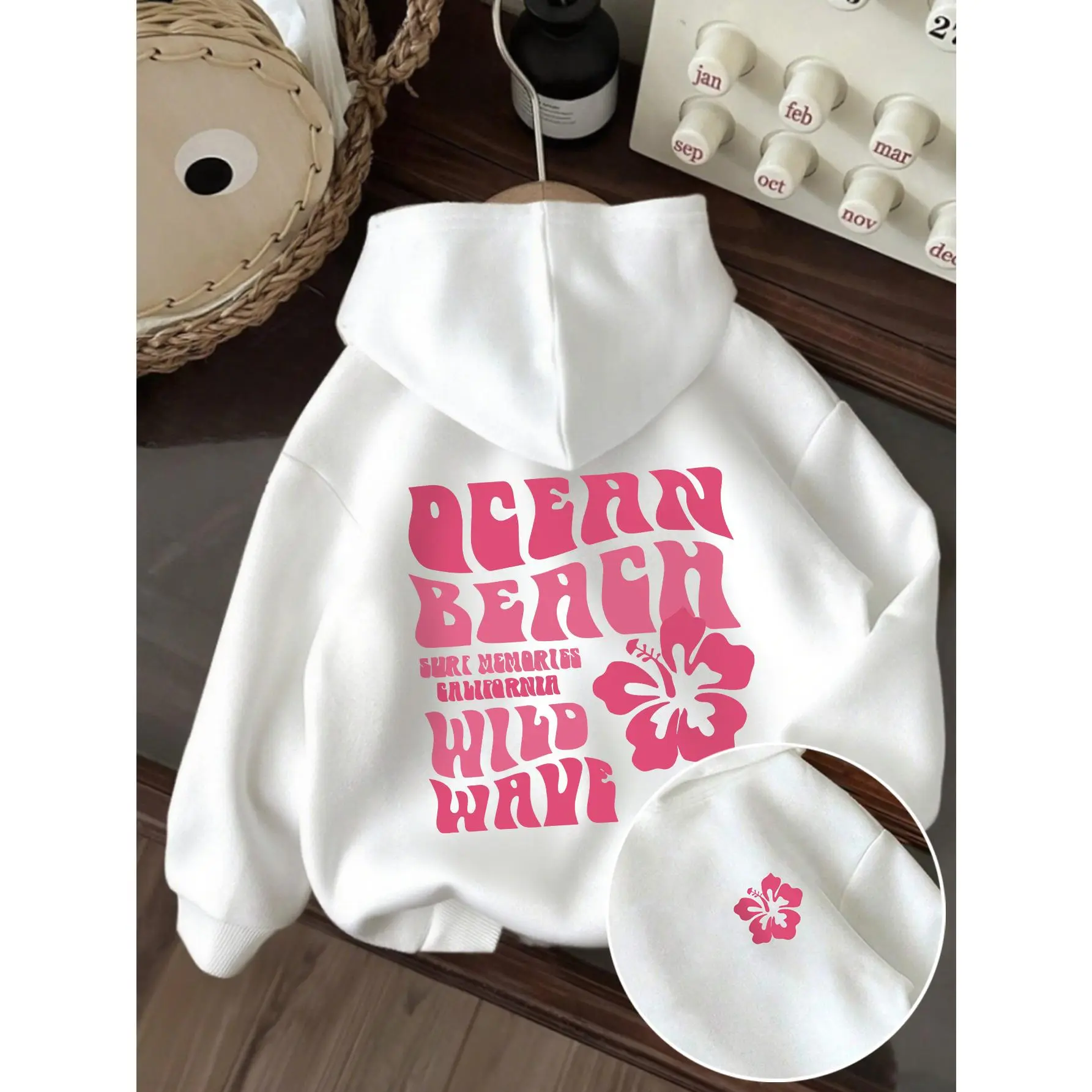 Casual Hoodie with   Slogan, English Letter Pattern, and Minimalist Floral Print, Suitable for Teen Girls, Warm and Comfortable for Spring, Autumn, and Winter, for Teenager