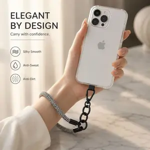 Nylon Braided Anti-Loss Phone Wrist Strap with Silicone Pad, Universal Design, Does Not Block Camera Lens, Secure and Convenient