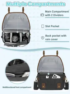 Canvas Camera Bag for Dslr Slr Mirrorless, Small Sling Bag with Rain Cover, Compact Shoulder Bag for Photographers, Vintage Style for Men and Women