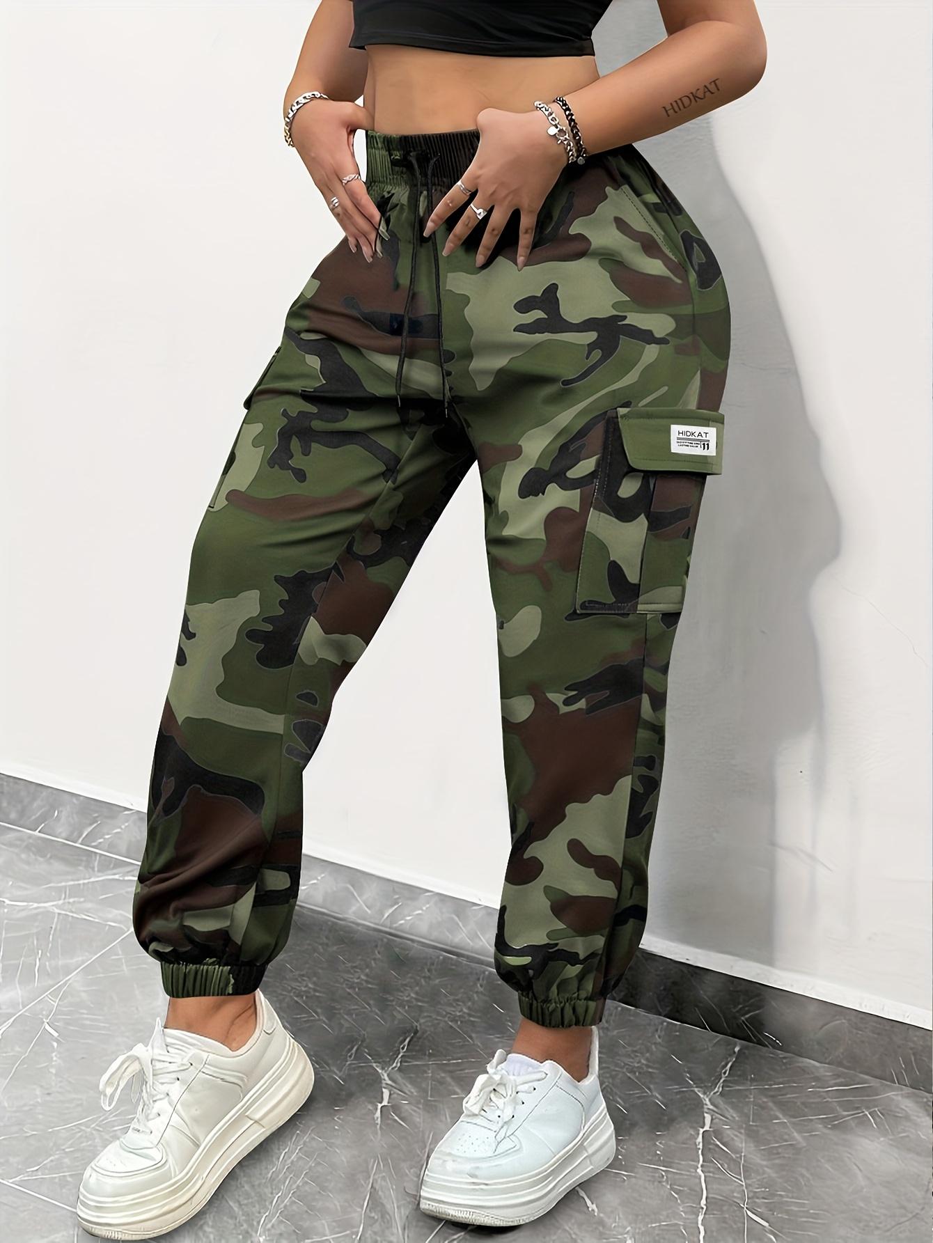 Trendy Camo Jogger-Style Cargo Pants for Women, Comfortable Loose Fit with Drawstring Waist, Durable All-Season Design Ideal for Everyday & Outdoor Wear