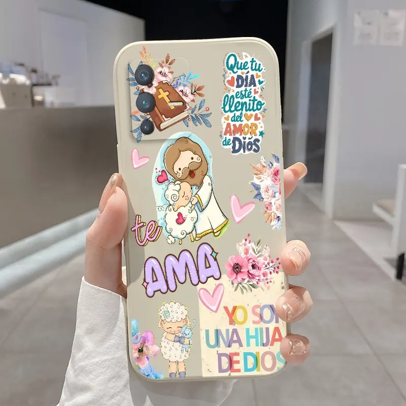 Divine Love Symbols Pattern Case suitable for VIVO V23 V23E V21E V21 V20 SE PRO  V19 V17 NEO V15 V9 5G Liquid Silicone Anti-Drop Ultra Mobile Phone Thin Back Cover for Girl and boy