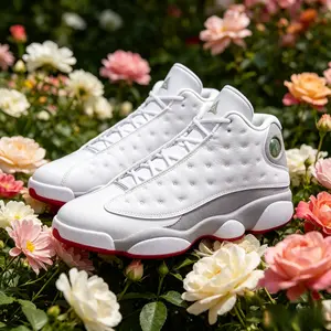 Retro Mid Cut Basketball Shoes White Grey Red Tones Shock Absorb Segmented Sole Non Slip Rubber Outsole Unisex Outdoor Training Sneakers