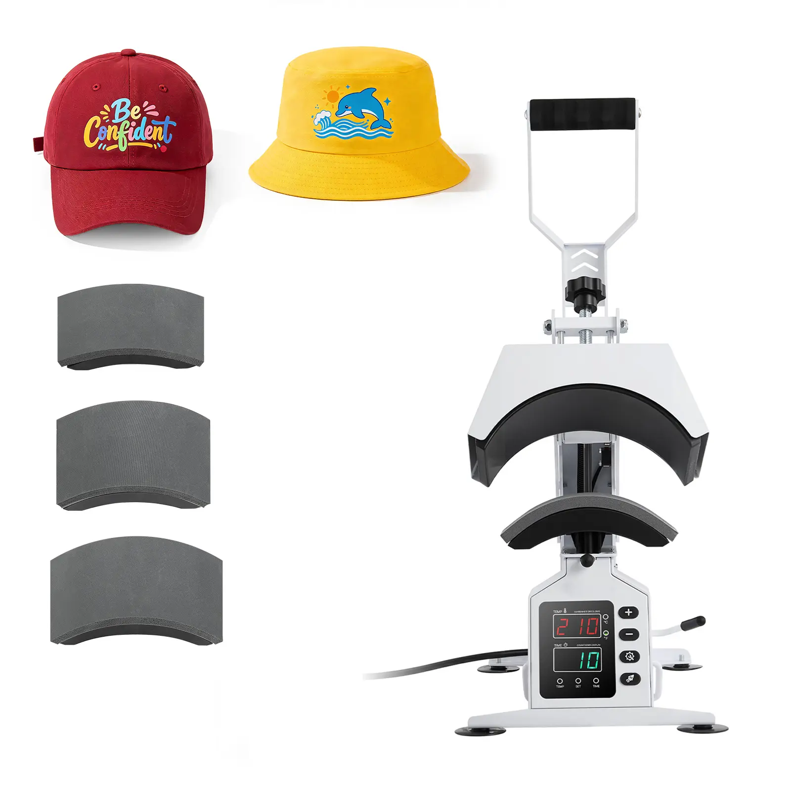 Hat Heat Press Machine, with 4 Interchangeable Platens and Caps Stretcher, Precise Temperature & Time Control, Heat Press for Hats and Caps, for HTV Iron On and Sublimation Projects