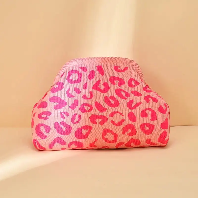 Women's Casual Lightweight Animal Print Knit Polyester Clutch Bag - Spacious Interior Compact Cosmetic Pouch, Portable Travel Organizer for Daily Use (Sohochic)