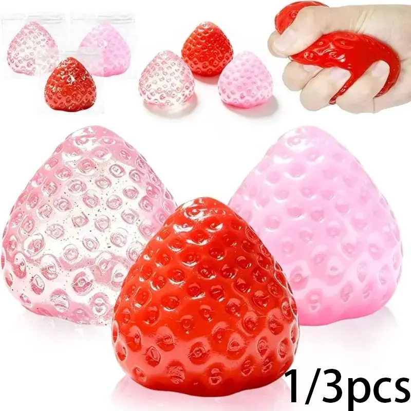 1/3PCS Big Taba Cute Squishies Strawberry， Upgrade Slow Rising Realistic Fruit Squeeze Toys, Soft Stress Relief Fidget Sensory Toys for Kids & Adults, Great Birthday Party Favors Gifts