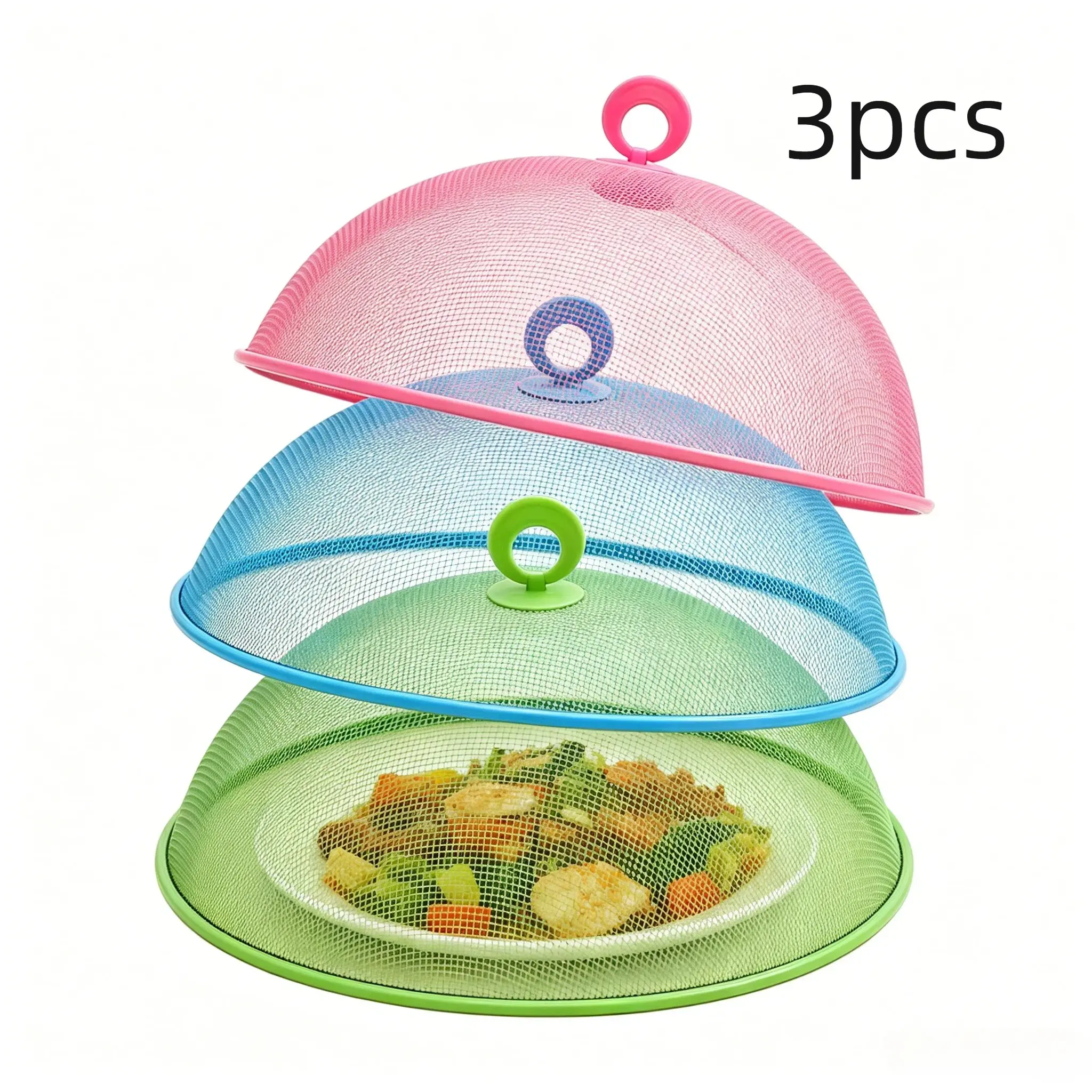 3/4pcs Metal Mesh Screen Food Cover Tent Umbrella, 11 inch, Compact Size, Reusable Easy to Clean Durable Outdoor Picnic Food Covers Mesh, Food Cover Net Fly Protection Reusable Design Keep Out Flies, Bugs, Mosquitoes