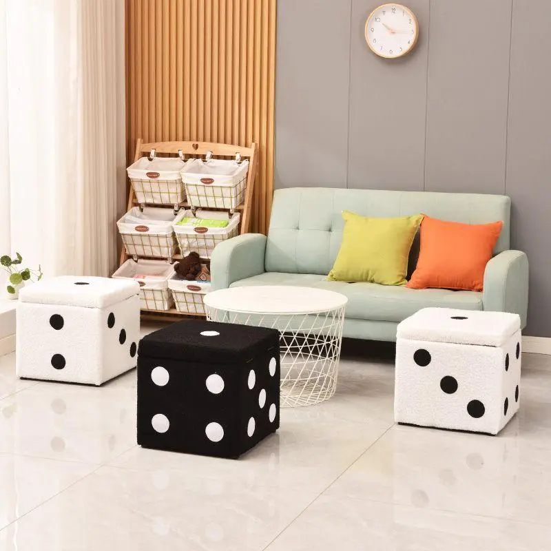 Soft Cube Dice Stool (30*30*35cm) - Storage Footstool for Shoes, Home Decor, Indoor Living Room Furniture