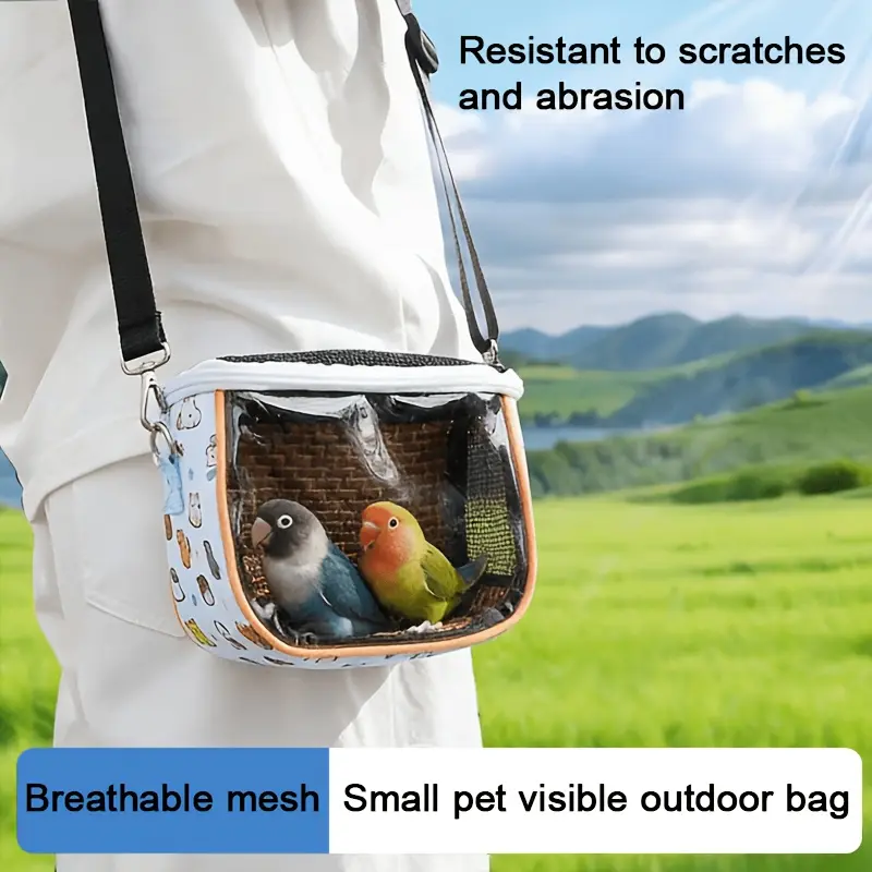 Portable Cross-Body Small Suitable for Parrots, Hamsters, Lizards & Sugar Gliders - Visible Ventilation System, Zipper Closure Carrier with Carrier Suitable for Travel, Carrier for Reptiles,, Rodents, Access