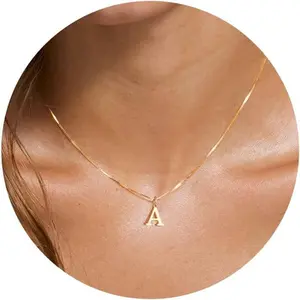 Gold Initial Necklaces for Women, Dainty Gold Letter Necklace Tiny A-Z Pendant Choker Necklace Trendy Cute Personalized Monogram Name Necklace Gold Jewelry Necklace for Women Gift