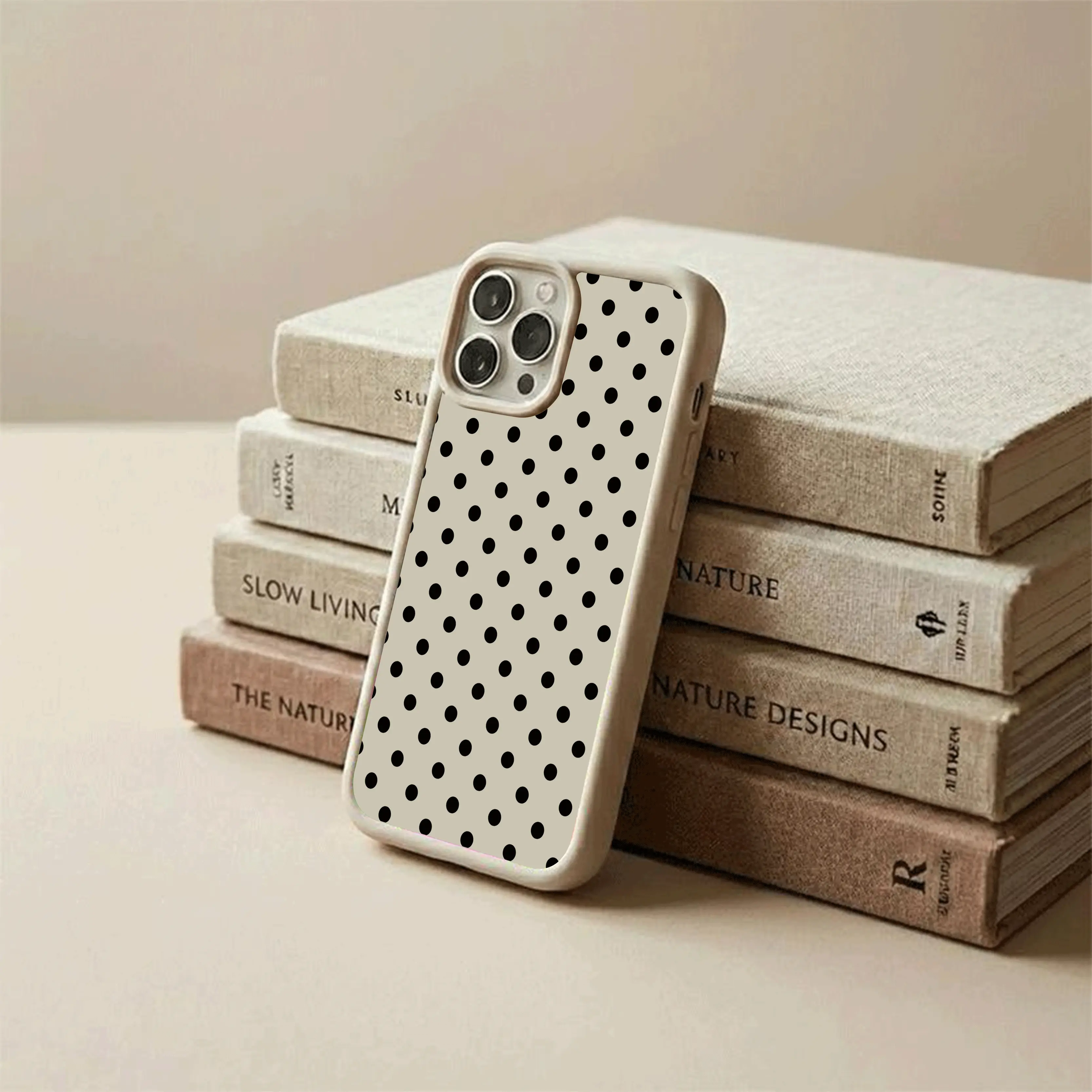 Black and White Polka Dot Minimalist Phone Case, Matte Non-Slip TPU + Silicone Shockproof Phone Case | Unisex Classic Material | Multi-Model Compatible for iPhone 17-11 Pro Max/Plus/Air & Samsung Galaxy S26-S21 Ultra/Plus/FE