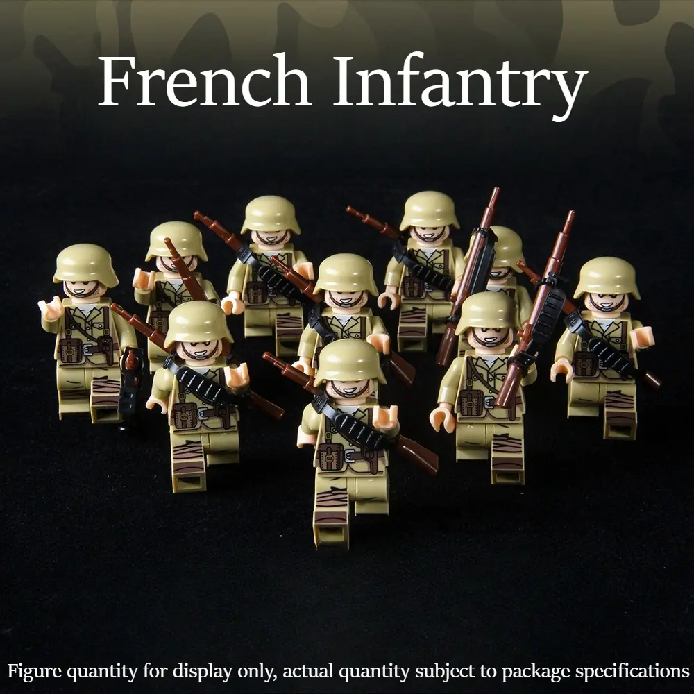 Retro historical minifigures compatible with building blocks for assembly, French Army, minifigure sets of various factions, random accessories included, desk ornaments for offices, assembly toy gifts for building block scenes, Diy Playset