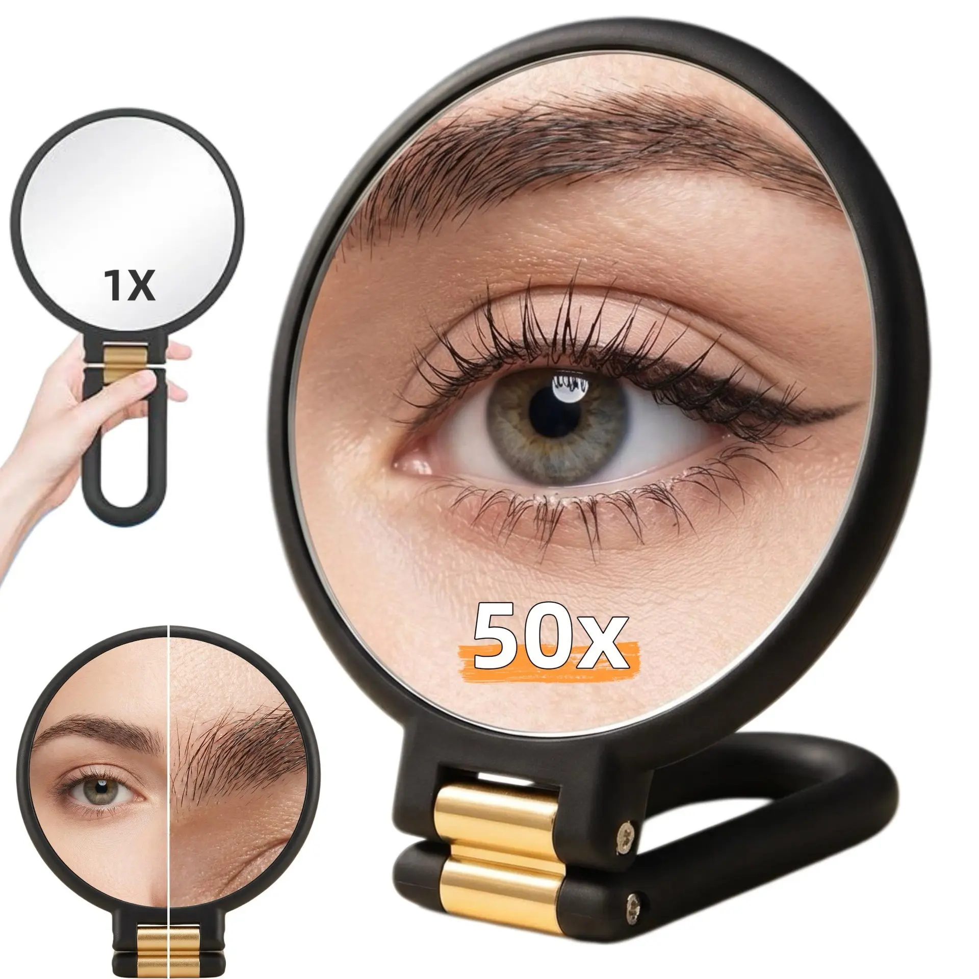 50x Magnifying Glass, Makeup Hand Mirror, Dual-Sided Magnification, Portable Foldable Desktop & Bathroom, Essential Travel Gear, Women's Gift, Handheld Mirrors