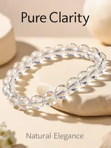 Elegant 8mm Natural Crystal Bracelet, Unisex 64 Facet Round Beads, Pure Transparent, Symbolizes Smoothness and Peace, Ideal Gift