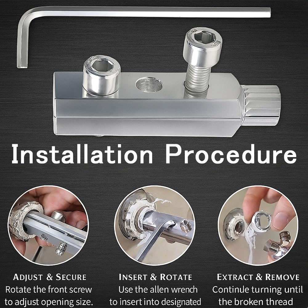 Broken Pipe Extractor Tool for Damaged Bolt and Faucet Removal, Pipe Screw Remover and Easy Out Valve Extractor Set for Stripped and Threaded Broken Pipe Repair, with Storage Case and Hex Wrench