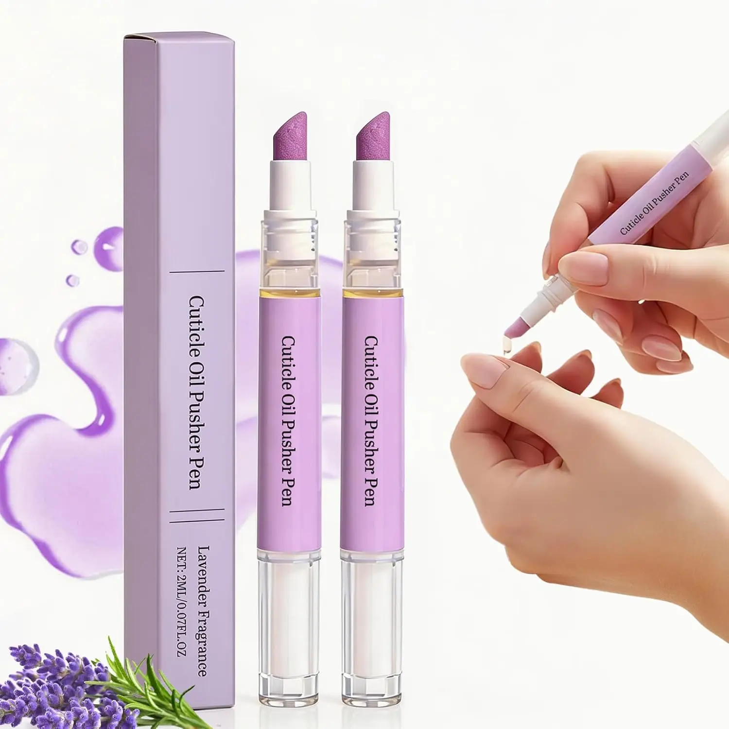 Lavender Scent Cuticle Oil Pen with Brush Applicator, Lightweight Daily Hydrating Nail Moisturizer, Nail Care Stick to Nourish Dry Cuticles, Ideal for At-Home Manicures