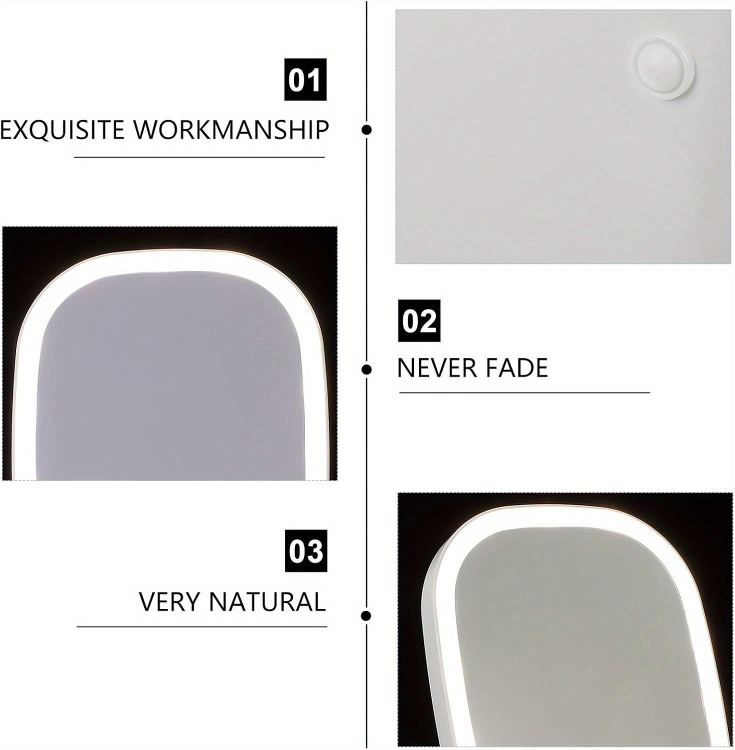 LED Makeup Mirror, Lighted Vanity Mirror with 3 Lighting Modes, Touch Control, Portable Stand and Foldable Compact Mirror, Lighted Dressing Table, Rechargeable Battery, Portable LED Makeup Mirror, Christmas Gift for Women