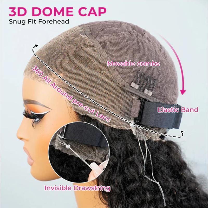 Bling Hair Kinky Straight Pre Cut 360 Full Lace Wigs Human Hair Glueless Wig Pre Plucked 13x6 HD Lace Frontal Wigs Yaki For Women 180% Density #TikTokShopFallDealsForYou