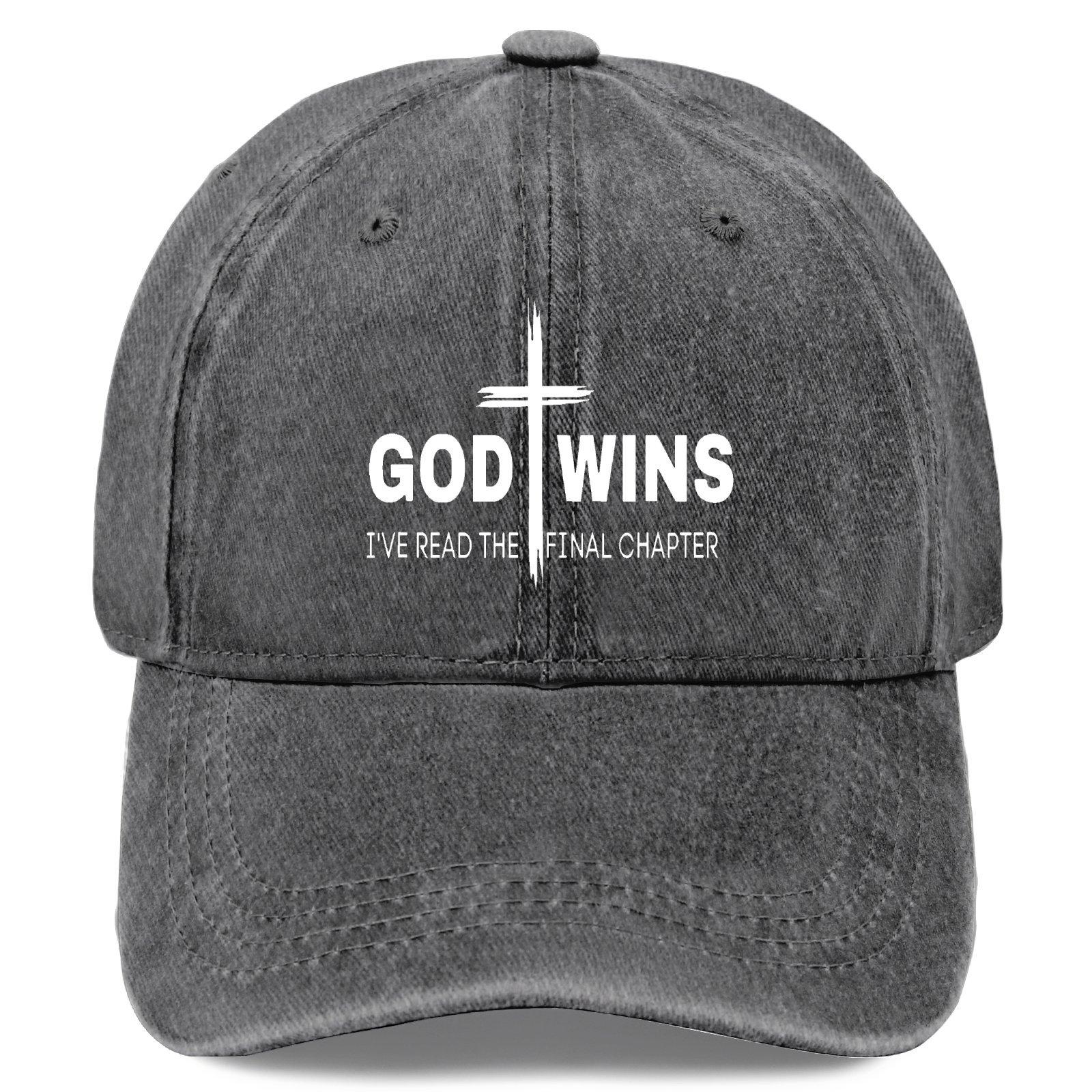 Retro Baseball Hat |   God Has Triumphed, I Completed The Final Chapter Cross Pattern |   Adjustable Father Hat |   Worn Black |   Motivational Bible Verses |   Unisex Casual Headgear, Baseball Cap