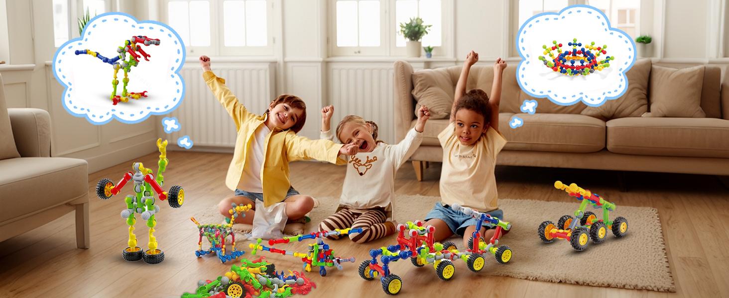 170 Pcs Building Toys for Kids Ages 4-8 with Toy Box Storage, Idea Guide, Building Blocks STEM Toys for 3 4 5 6 7 8 9 Year Old Creative Kids Activity, Christmas Birthday Gifts for Boys Girls