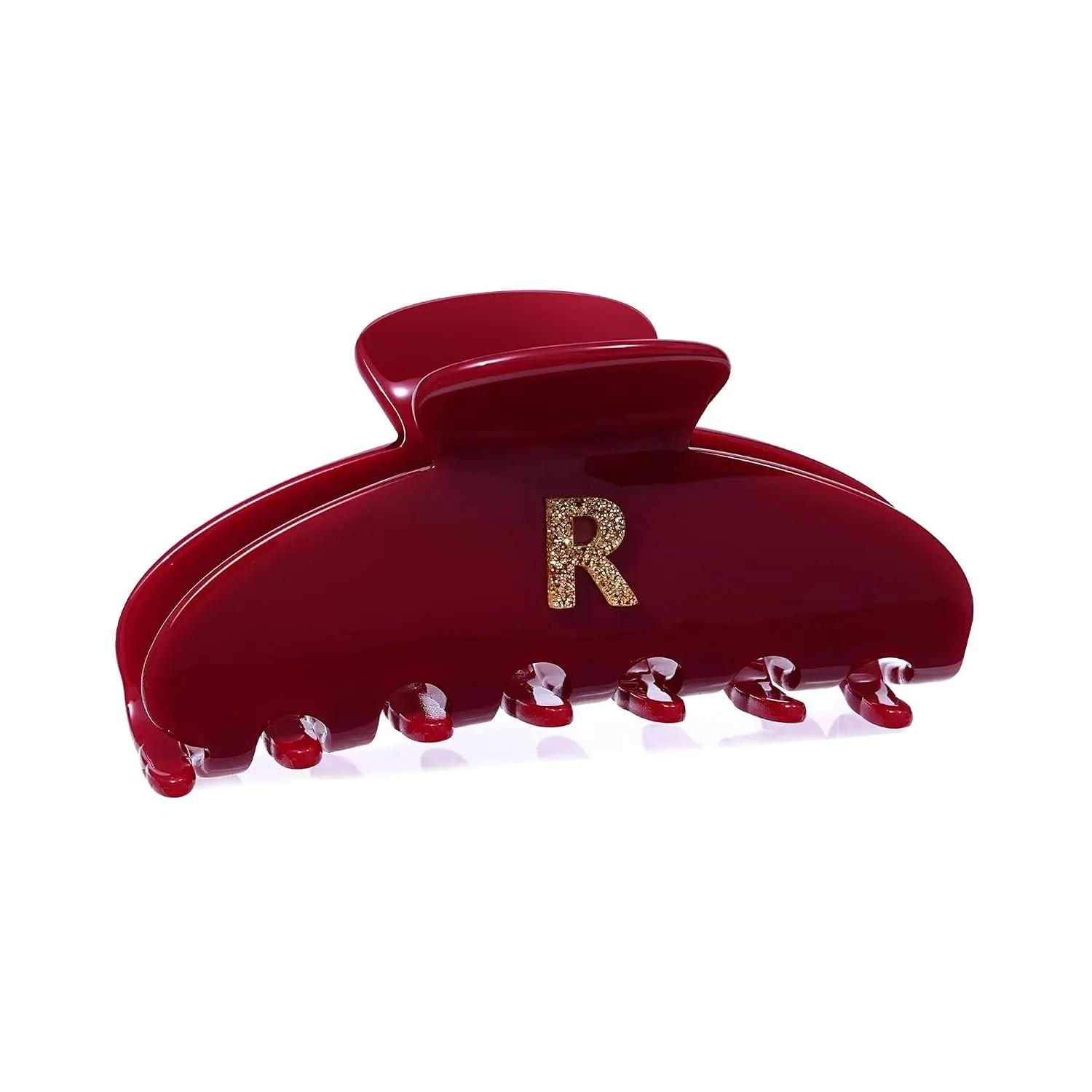 Acetate Initial Cute Hair Claw Clips, Letter Elegant 3.9" Cherry Red Hair Banana Clips | Birthday Gifts for Teens Daughter Sister (Initial R)