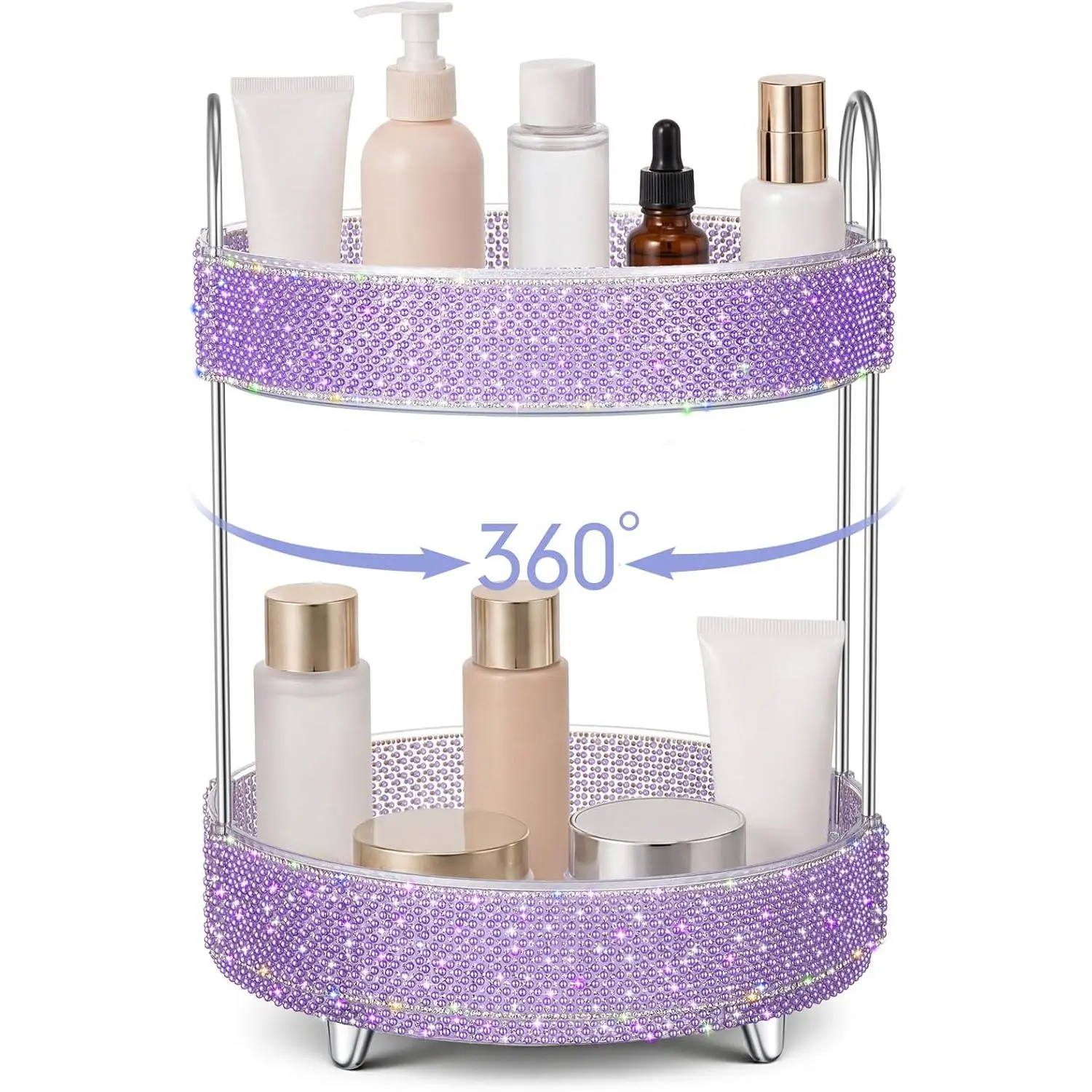 Bling Perfume Makeup Organizer Bling Mother's Day  Day Gifts for Women Bathroom Organizers and Storage 360 Rotating Makeup Organizer for Countertop()